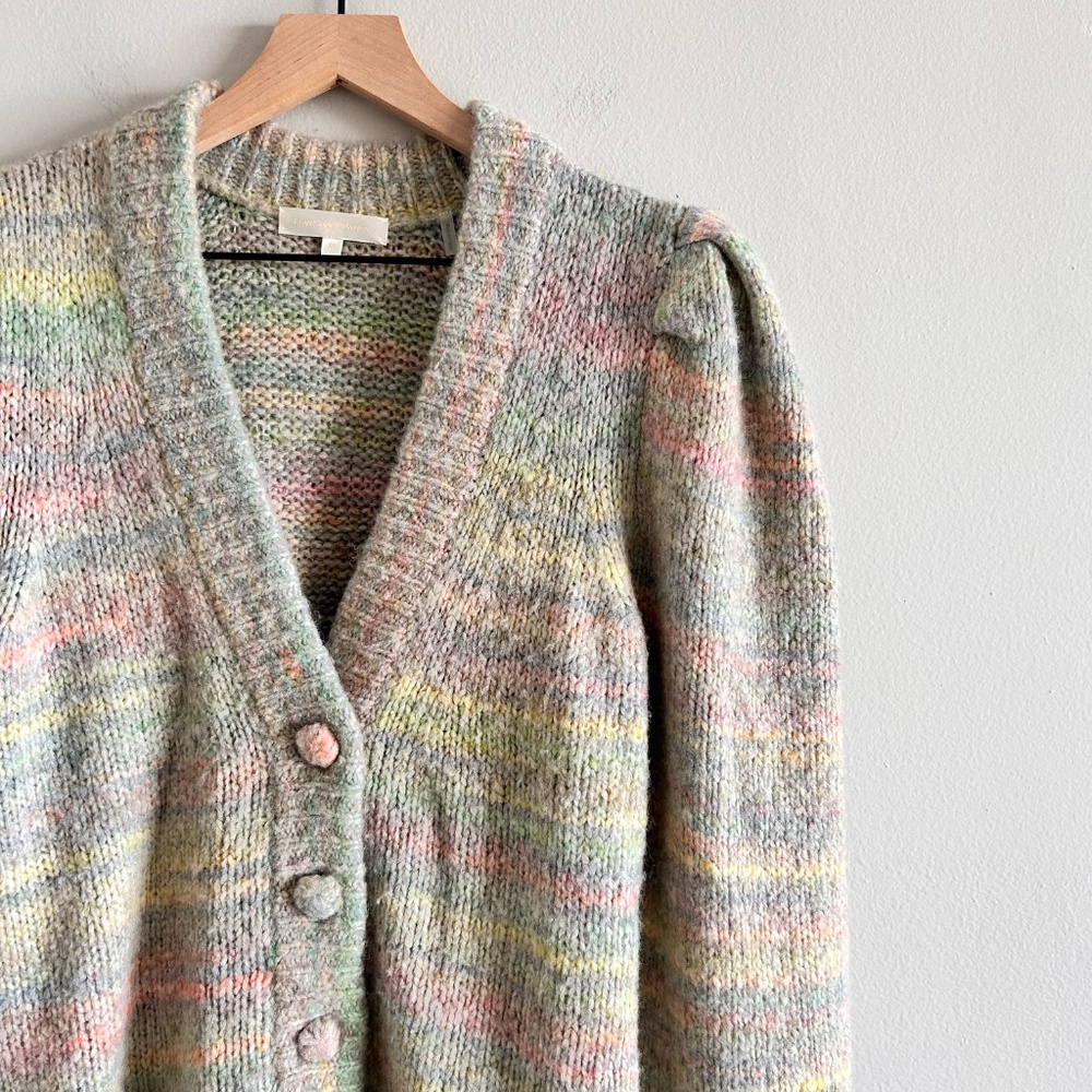 LoveShackFancy Wilford Boyfriend Cardigan Sweater | Autumn Rainbow Size X-Small - Picture 5 of 16